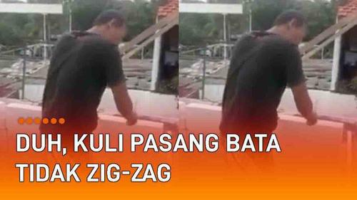 VIDEO: Viral Kuli Pasang Bata Tidak Zig-Zag, Diprotes Tuan Rumah