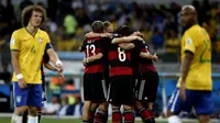 Jerman mengamuk! Tim Panser menang telak 7-1 atas tuan rumah Brasil pada laga semifinal Piala Dunia 2014 di Estádio Mineirao.