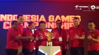 Dirut Telkomsel Ririek Adriansyah dalam gelaran Telkomsel Indonesia Games Championship 2018. Liputan6.com/Tommy Kurnia