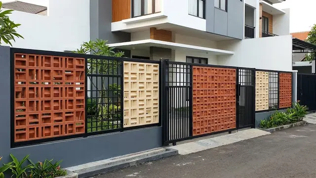 Model Pagar Roster Warna Terakota dan Krem yang Cocok untuk Rumah Minimalis