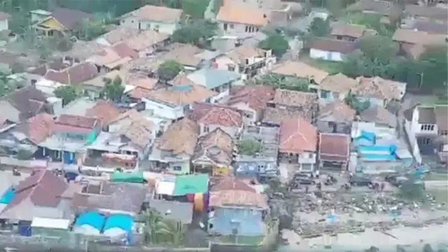 Potret Kalianda Lampung Selatan Usai Tsunami Dlihat dari Udara