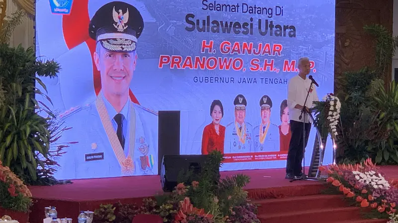 Bakal calon presiden Ganjar Pranowo di Kota Manado, Kamis (18/5/2023).