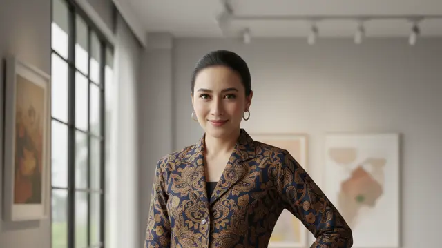Atasan Batik Lengan Panjang Model Asimetris