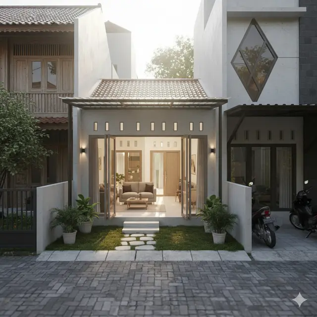 Model Rumah 1 Lantai di Gang Kecil