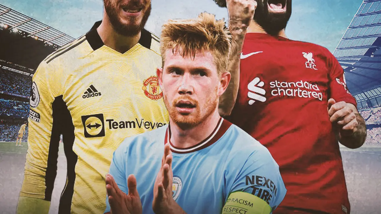 Ilustrasi - Kevin de Bruyne, David De Gea, Mohamed Salah