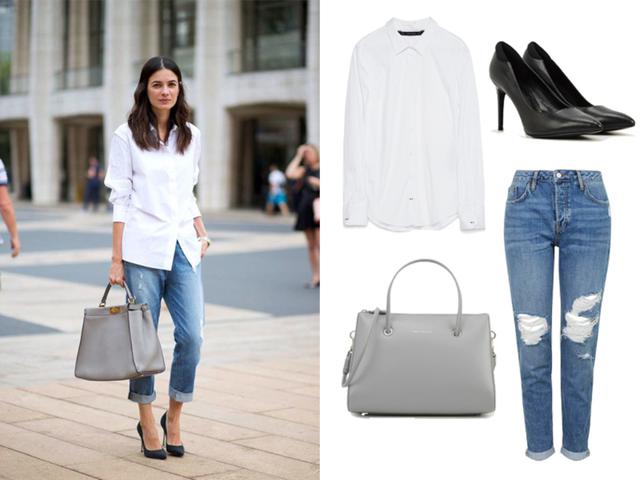 9 Gaya Cool Kemeja Putih Dan Ripped Jeans Cocok Untuk Kemana Saja Fashion Fimela Com