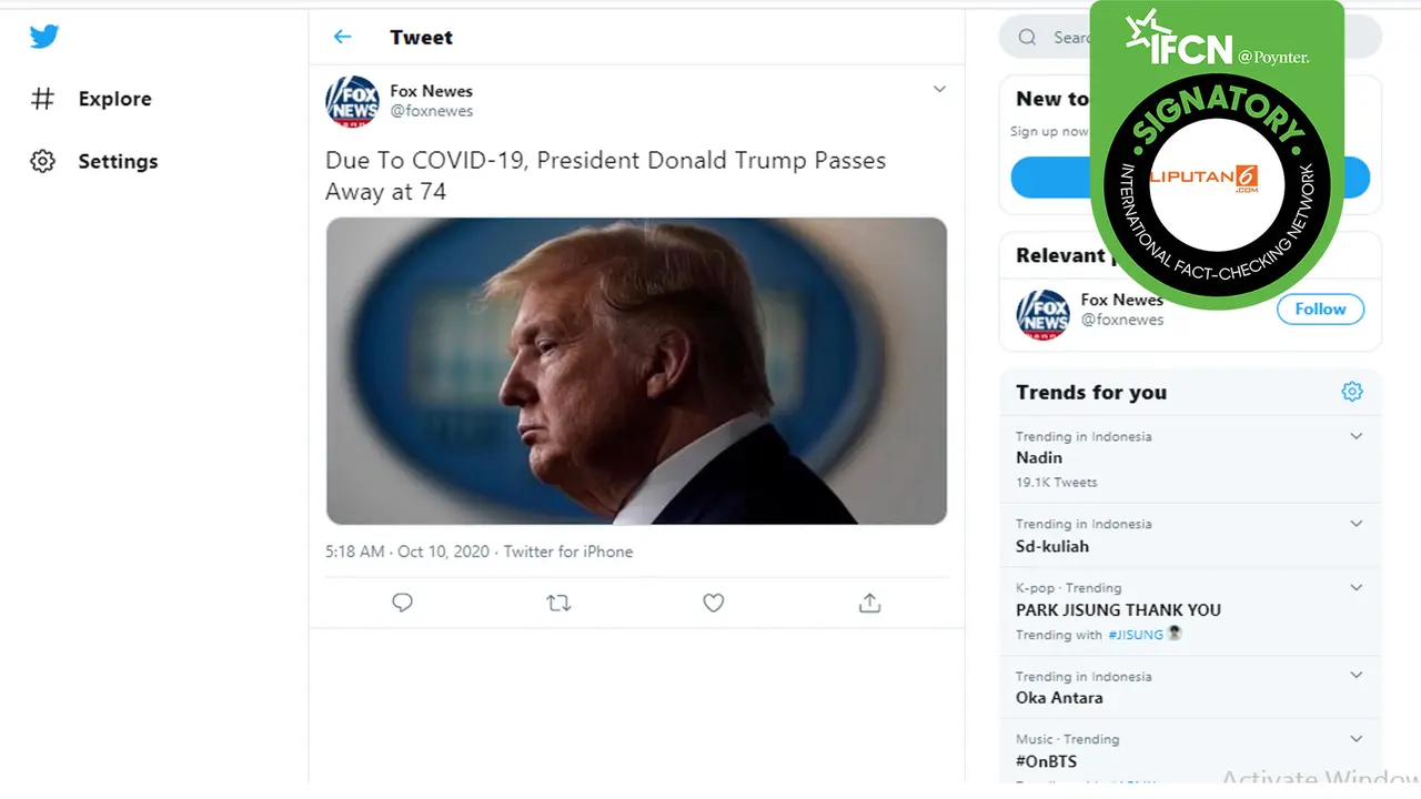 Hoaks Donald Trump meninggal dunia.