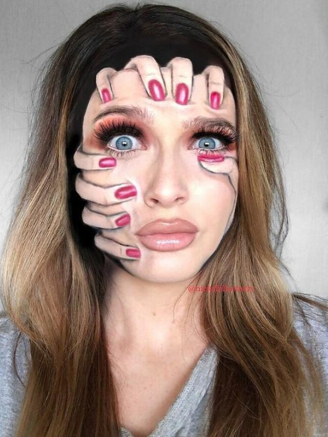Wanita Ini Buat Ilusi Optik hingga Wajah Seleb dari Makeup, 7 Hasilnya Mengagumkan