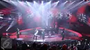 Penampilan grup musik Hivi berkolaborasi dengan musisi Yovie Widianto saat konser “Beranda Cinta Yovie & His Friends”, di Studio 6 Emtek City, Jakarta, Rabu (3/5). (Liputan6.com/Herman Zakharia)
