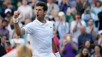 Petenis Serbia, Novak Djokovic merayakan kemenangannya atas  petenis AS, Denis Kudla pada babak kedua Wimbledon di All England Lawn Tennis Club, London, Kamis (4/7/2019) dini hari. Petenis nomor satu dunia itu menang straight set 6-3, 6-2, 6-2 atas Denis Kudla. (AP Photo/Tim Ireland)