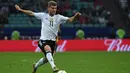 Penyerang Jerman, Timo Werner layak pilihan Klopp, Warner adalah tipe pemain pekerja keras dengan kecepatan tinggi dan pergerakan bagus dan Lebih penting lagi, ia mencetak 21 gol dan membuat tujuh assist bersama klub RB Leipzig. (AFP/Patrik Stollarz)