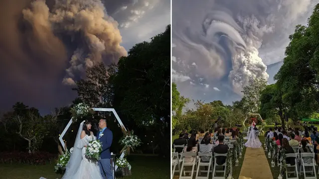 menikah di tengah erupsi gunung Taal