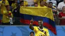 Dua gol berhasil disarangkan pemain depan Kolombia, Jackson Martinez, ke gawang Jepang saat berlaga di penyisihan Piala Dunia Grup C di Stadion Pantanal, Cuiaba, Brasil, (25/6/2014). (REUTERS/Jorge Silva)