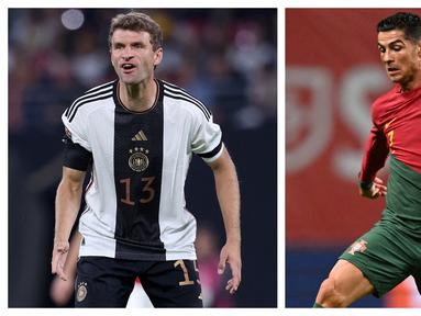 Piala Dunia 2022 Qatar telah resmi dibuka sejak 20 November 2022 lalu. Para pemain terbaik dari penjuru dunia pun telah bersiap untuk menyajikan penampilan terbaik bersama timnas masing-masing, termasuk para wakil dari benua Eropa. Tercatat ada 5 pemain Eropa yang masih aktif bermain dengan torehan gol terbanyak di ajang Piala Dunia, dan kelimanya pun siap menambah pundi-pundi gol mereka di Piala Dunia edisi ke-22 tersebut. Berikut daftar 5 pemain tersebut. (Kolase AFP)