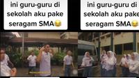 Para guru bikin video pakai seragam SMA ini viral di media sosial. (Sumber: TikTok/tasya7191)