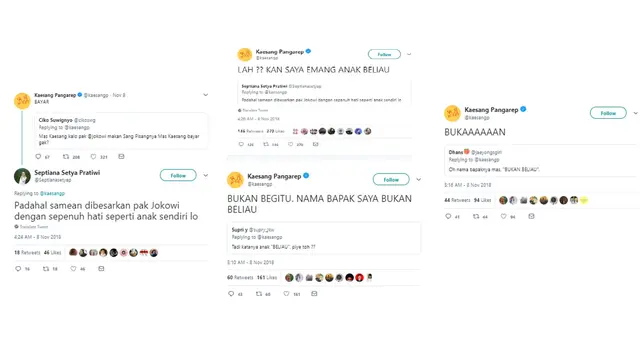 Interaksi Kaesang Pangarep dengan pengguna Twitter (Twitter)