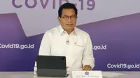 Saat konferensi pers di Graha BNPB, Jakarta, Selasa (18/5/2021), Juru Bicara Satgas COVID-19 Wiku Adisasmito menyayangkan ada 122.899 orang yang mendapat teguran di tempat wisata secara nasional. (Tim Komunikasi Satgas COVID-19/Damar)