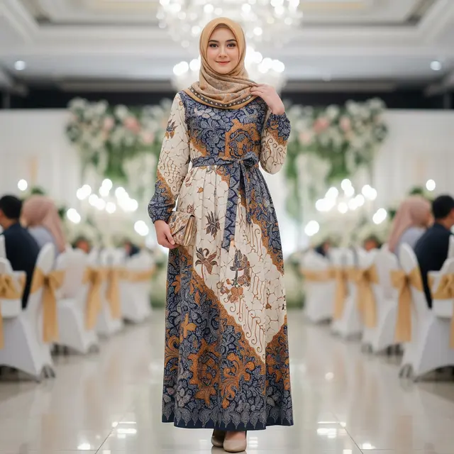 Model Baju Batik Pesta Syar’i untuk Wanita Berhijab