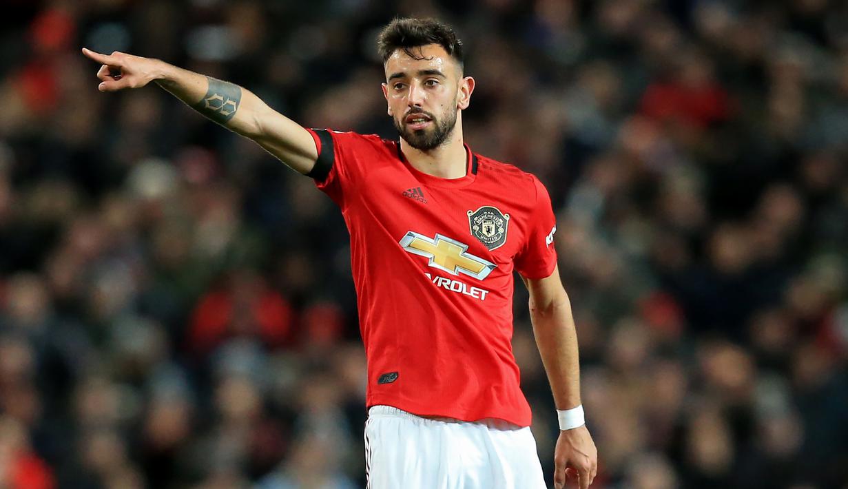 1. Bruno Fernandes (Manchester United) - Gelandang Timnas Portugal itu ditebus Setan Merah dari Sporting CP. MU mengeluarkan dana hingga 55 juta euro untuk bisa mendapatkan tanda tangannya. (AFP/Lindsey Parnaby)