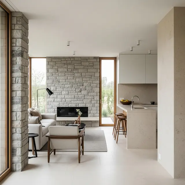 Inspirasi Rumah Batu Alam Modern untuk Lahan Sempit