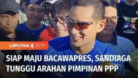 Sandiaga Uno menegaskan kesiapannya masuk bursa bakal calon wakil presiden di Pilpres 2024. Meski demikian, Sandiaga menyerahkan keputusan soal bakal capres mana yang akan didampinginya kepada pimpinan Partai Persatuan Pembangunan, PPP.