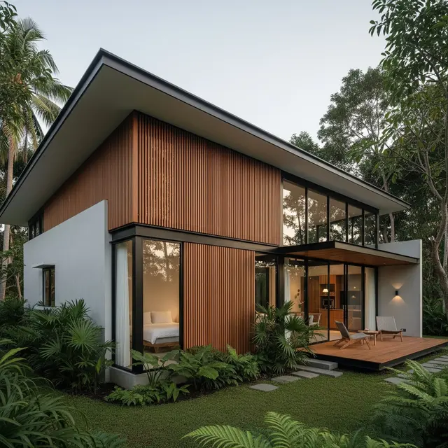 Gambar Rumah Minimalis Atap Miring ke Belakang
