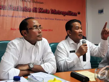 Kepala BNN, Anang Iskandar saat menjadi pembicara dalam diskusi 'Ancaman Narkoba di Kota Metropolitan', Jakarta, Kamis (30/10/2014). (Liputan6.com/Johan Tallo)