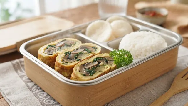 Resep telur dadar isi jamur dan bayam