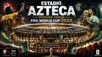 Cover Stadion Azteca menjadi venue laga pembuka Piala Dunia 2026. (Bola.com/AI Generated)