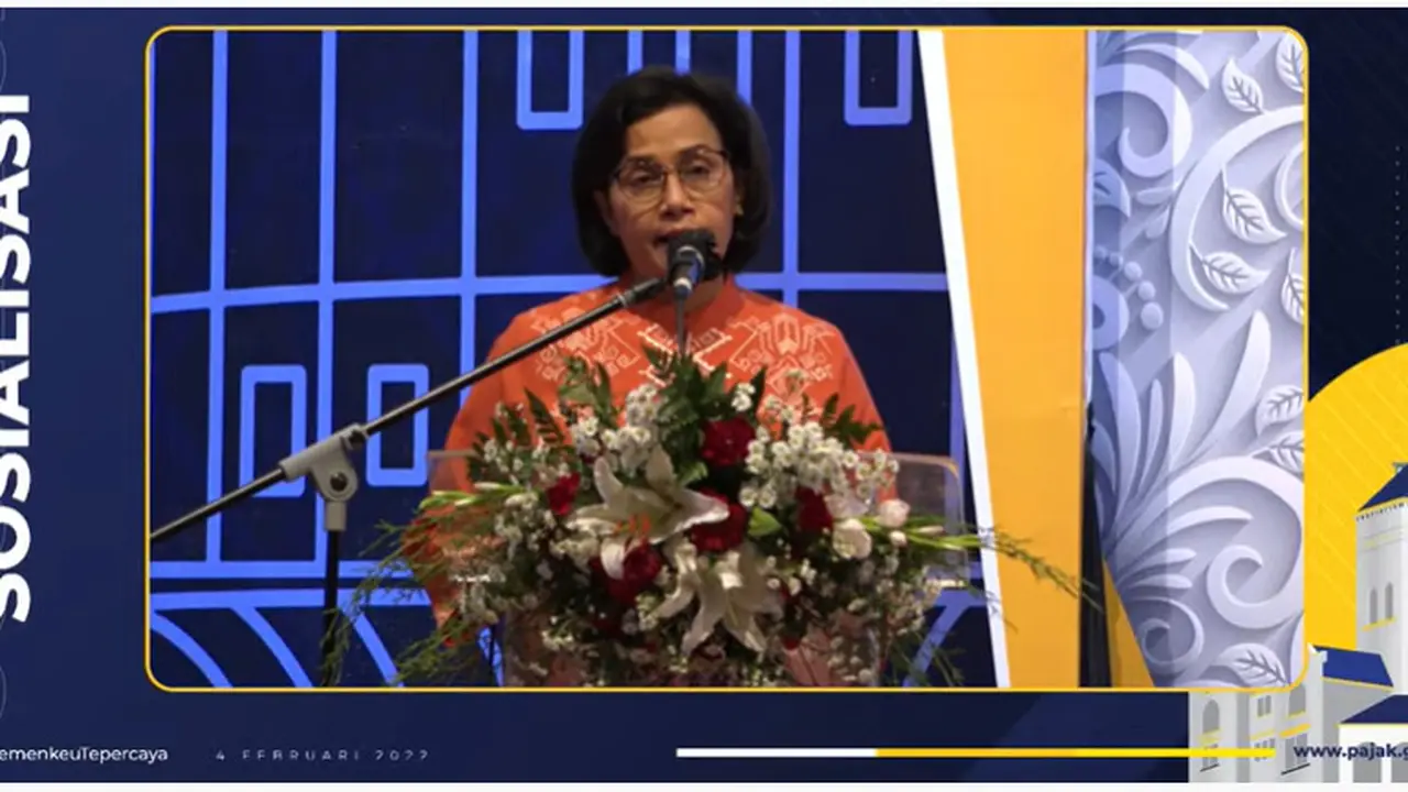 Menteri Keuangan Sri Mulyani saat Sosialisasi HPP di Medan, Sumut.