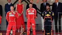 Kemenangan Sebastian Vettel menandai berakhirnya 16 tahun puasa gelar Ferrari di balapan F1 GP Monako. (EPA/Srjan Suki)