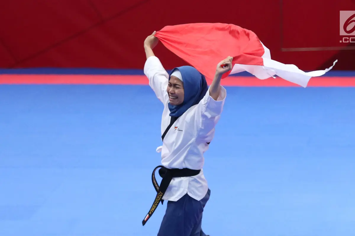 Ekspresi Defia Rosmaniar Saat Raih Emas Asian Games 2018