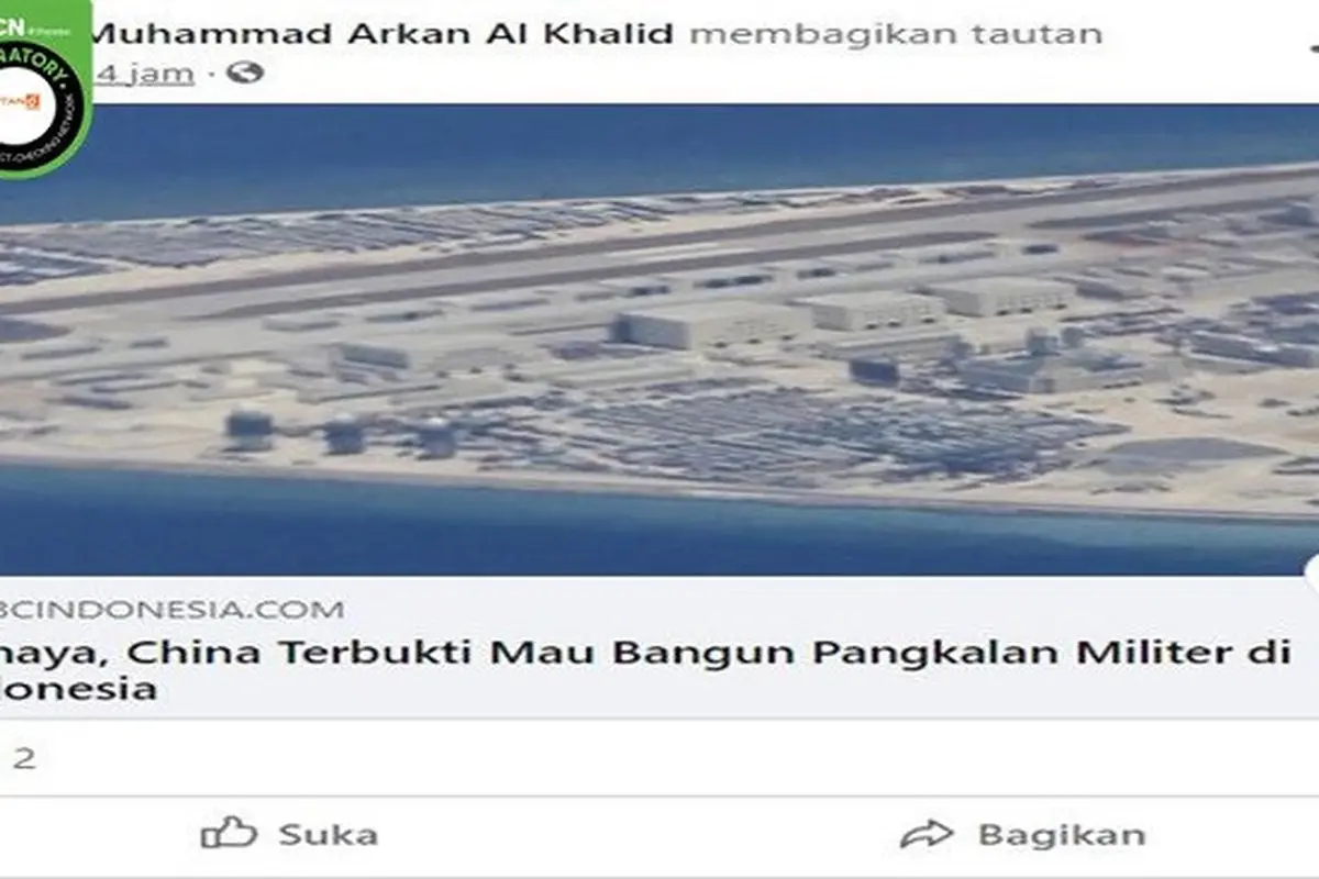 Gambar Tangkapan Layar Kabar tentang Pangkalan Militer China