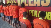10 tahanan Polsek Rumbai kabur yang tertangkap lagi oleh Polresta Pekanbaru. (Liputan6.com/M Syukur)