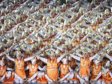 Tarian Saman saat pembukaan Asian Games di SUGBK, Jakarta, Sabtu, (18/8/2018). (Bola.com/Vitalis Yogi Trisna)