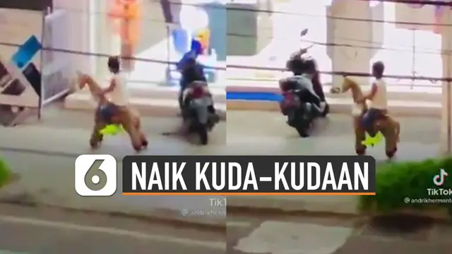 VIDEO: Kocak, Bocah Pergi Ke Warung Naik Kuda-Kudaan