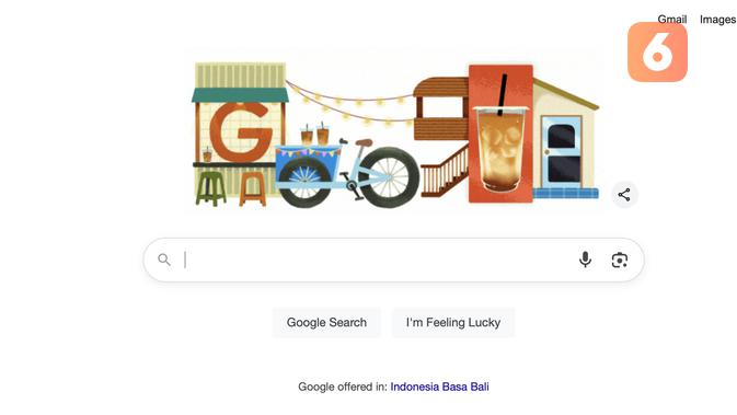 Kopi susu gula aren turut dirayakan Google melalui Google Doodle hari ini (Liputan6.com/ Agustin Setyo Wardani).