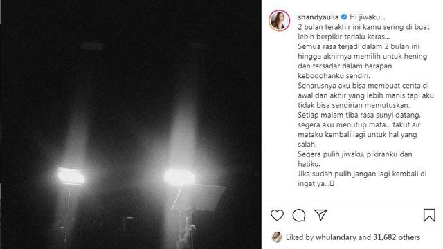 Shandy Aulia curhat di Instagram