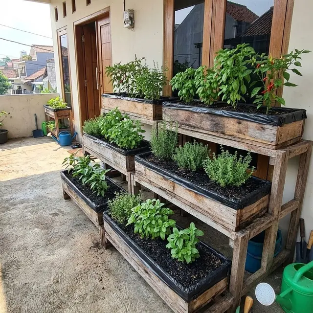 Model Kebun Mini di Teras Cor Tanpa Tanah