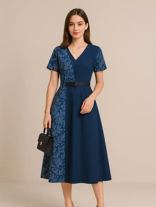 Inspirasi Batik Warna Biru Wanita Kekinian