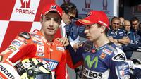 Jorge Lorenzo senang Andrea Iannone berhasil menggagalkan seteru beratnya, Valentino Rossi, naik podium.