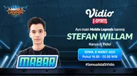 Live streaming Main Bareng Stefan William, Senin (8/3/2021) pukul 19.00 WIB dapat disaksikan melalui platform streaming Vidio, laman Bola.com, dan Bola.net. (Dok. Vidio)