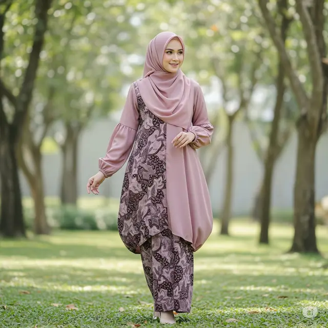 Gamis Batik Lengan Puff