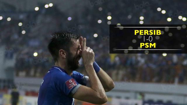 Persib menang 1-0 atas PSM berkat gol yang dicetak Vladimir Vujovic pada menit ke-60