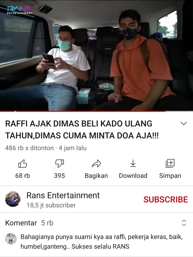Raffi Ahmad dan Dimas Ahmad. (Foto: YouTube RANS Entertainment)