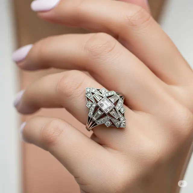 Cincin Art Deco Geometris