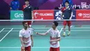 Ganda putra Indonesia, Fajar Alfian/M Rian Ardianto saat melawan pemain Jepang, Takuto Inoue/Yuki Kaneko pada semifinal Bulutangkis Beregu Putra Asian Games 2018 di Jakarta, Selasa (21/8). (Liputan6.com/Helmi Fithriansyah)