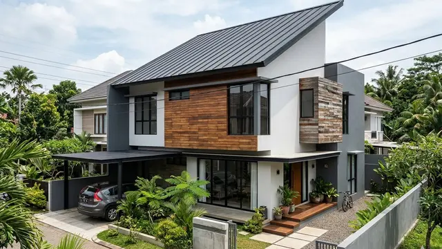 Model Rumah Minimalis dengan Atap Miring Minimalis Kekinian