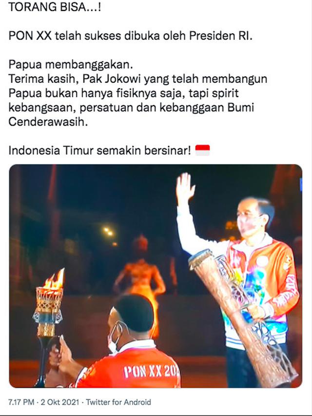 Addie MS Bangga Saksikan Pembukaan PON XX Papua oleh Presiden Jokowi