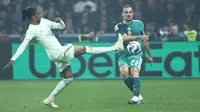 Winger Timnas Prancis, Michael Olise, sukses mencetak hattrick saat timnya menang 3-1 atas Irlandia Utara di Decathlon Arena – Stade Pierre-Mauroy, Villeneuve-d'Ascq, Selasa (09/06/2026) dini hari WIB. (AFP/Sameer AL-DOUMY)